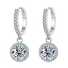 1Ct 6.5mm Blue Green Moissanite Drop Earrings For Women S925 Sterling