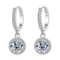 1Ct 6.5mm Blue Green Moissanite Drop Earrings For Women S925 Sterling
