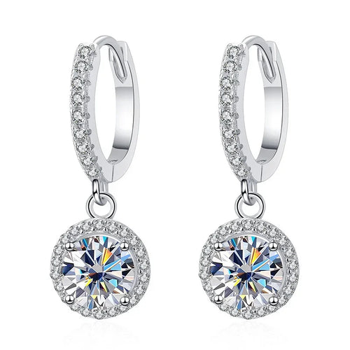 1Ct 6.5mm Blue Green Moissanite Drop Earrings For Women S925 Sterling
