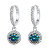1Ct 6.5mm Blue Green Moissanite Drop Earrings For Women S925 Sterling