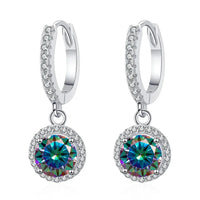 1Ct 6.5mm Blue Green Moissanite Drop Earrings For Women S925 Sterling