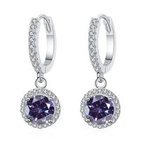 1Ct 6.5mm Blue Green Moissanite Drop Earrings For Women S925 Sterling