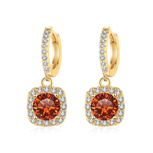 1ct GRA-Certified Moissanite Drop Earrings VVS D 18K Gold Plated 925 Sterling