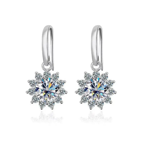 1CT Moissanite Drop Earrings 925 Sterling Silver Colorful Green Blue Pink
