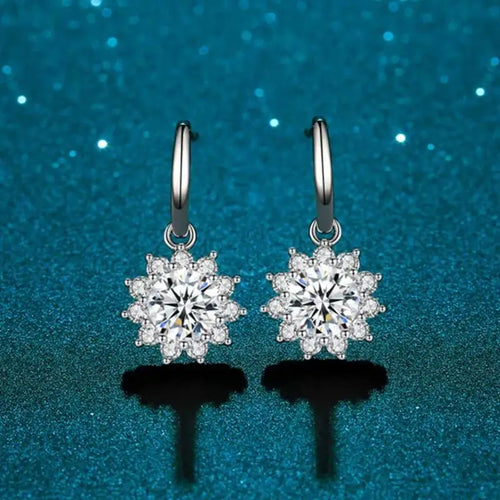 1CT Moissanite Drop Earrings 925 Sterling Silver Colorful Green Blue Pink