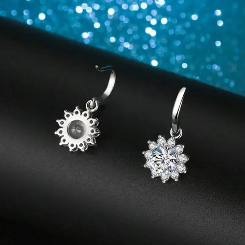 1CT Moissanite Drop Earrings 925 Sterling Silver Colorful Green Blue Pink