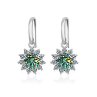 1CT Moissanite Drop Earrings 925 Sterling Silver Colorful Green Blue Pink
