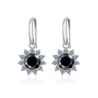 1CT Moissanite Drop Earrings 925 Sterling Silver Colorful Green Blue Pink
