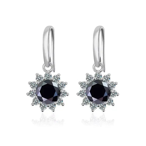 1CT Moissanite Drop Earrings 925 Sterling Silver Colorful Green Blue Pink