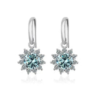 1CT Moissanite Drop Earrings 925 Sterling Silver Colorful Green Blue Pink