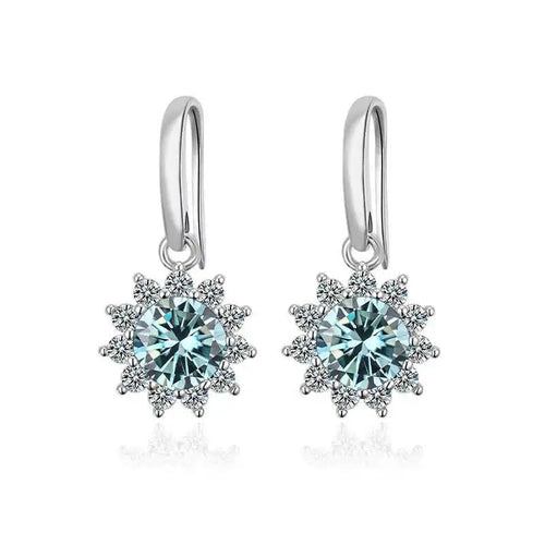 1CT Moissanite Drop Earrings 925 Sterling Silver Colorful Green Blue Pink