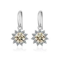 1CT Moissanite Drop Earrings 925 Sterling Silver Colorful Green Blue Pink