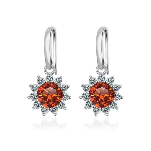 1CT Moissanite Drop Earrings 925 Sterling Silver Colorful Green Blue Pink