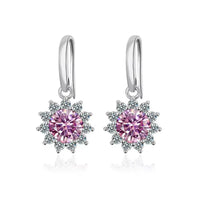 1CT Moissanite Drop Earrings 925 Sterling Silver Colorful Green Blue Pink