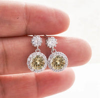 1CT 2Pcs D-Color Moissanite Drop Earrings 925 Sterling Silver With Certificate