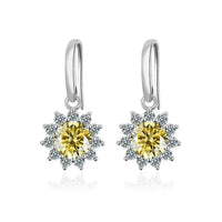 1CT Moissanite Drop Earrings 925 Sterling Silver Colorful Green Blue Pink
