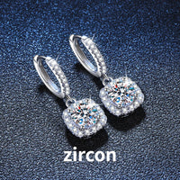 1ct GRA-Certified Moissanite Drop Earrings VVS D 18K Gold Plated 925 Sterling