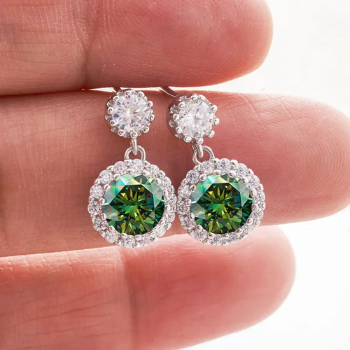 1ct Moissanite Drop Earrings For Women Sterling S925 18K White Gold Plated