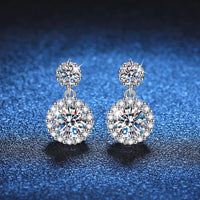 1ct Moissanite Drop Earrings For Women Sterling S925 18K White Gold Plated