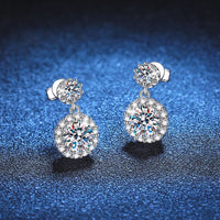 1ct Moissanite Drop Earrings For Women Sterling S925 18K White Gold Plated