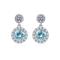 1ct Moissanite Drop Earrings For Women Sterling S925 18K White Gold Plated