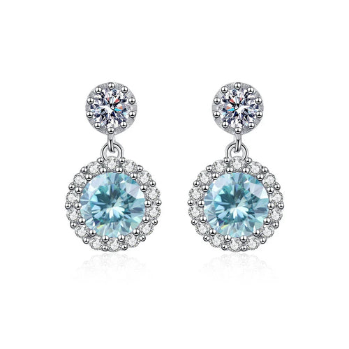 1ct Moissanite Drop Earrings For Women Sterling S925 18K White Gold Plated