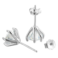 1ct Moissanite Stud Earrings For Women GRA Certified 18K White Gold Plated