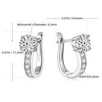 1ct Moissanite U-Shape Hoop Earrings 925 Sterling Silver D VVS1 Women Gift
