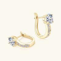 1ct Moissanite U-Shape Hoop Earrings 925 Sterling Silver D VVS1 Women Gift