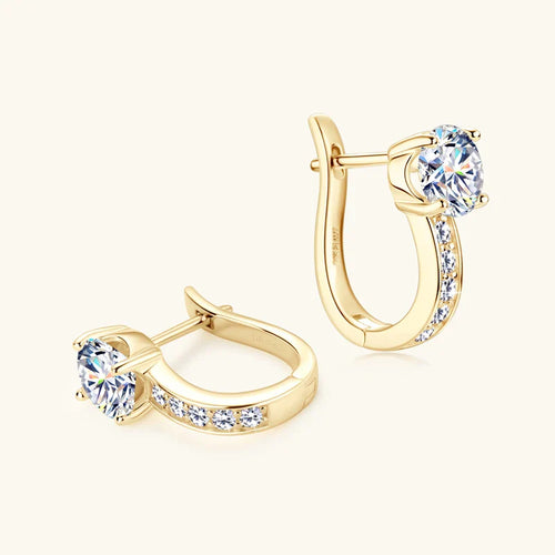 1ct Moissanite U-Shape Hoop Earrings 925 Sterling Silver D VVS1 Women Gift