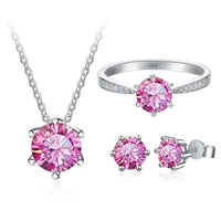 1ct D Color Moissanite Bridal Set 925 Sterling Silver Ring Earring Necklace
