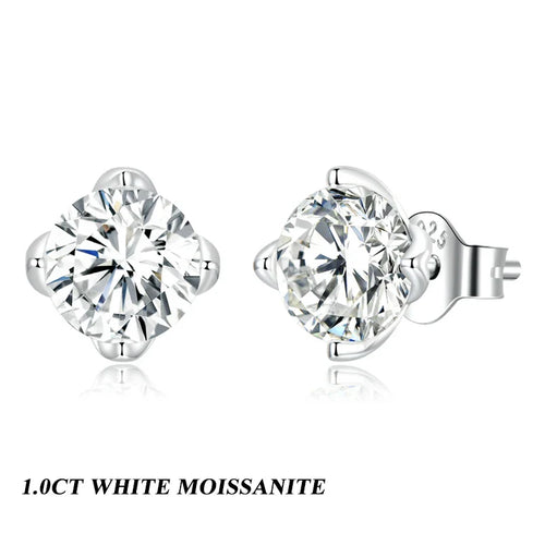 D Color VVS1 1ct Moissanite Stud Earrings 925 Sterling Silver Wedding Gift