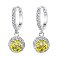 1Ct 6.5mm Blue Green Moissanite Drop Earrings For Women S925 Sterling