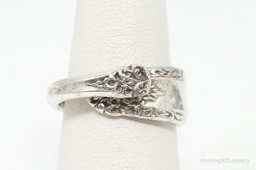 Antique International Sterling Silver "Prelude" Floral Spoon Ring Size 6.5