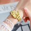 Women's Gold Stainless Steel Small Round Watch Date