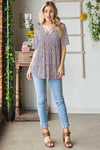 Heimish Full Size Short Sleeve Crisscross Animal Babydoll Top Plus Size