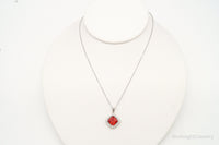 Designer Ryze Red & White Cubic Zirconia Sterling Silver Necklace