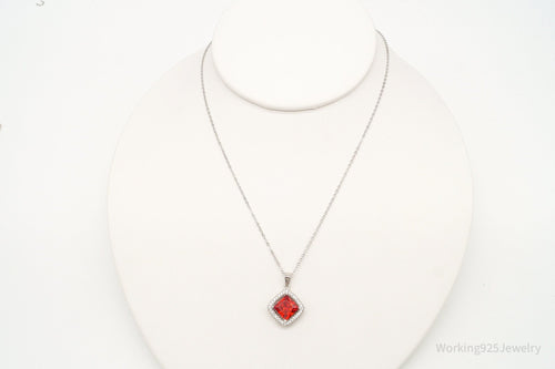Designer Ryze Red & White Cubic Zirconia Sterling Silver Necklace