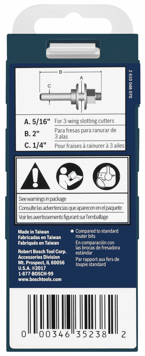 BOSCH 92813C 5/16 In. Arbor for Slotting Cutters
