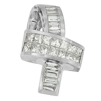 14K White Gold 2 cttw Princess and Baguette Cut Diamond Ribbon Pendant Necklace (H-I, SI-SI2)