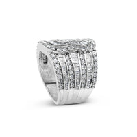 10K White Gold 2 1/2 Cttw Round and Baguette-Cut Diamond Multi-Row Bypass Ring (J-K Color, I2-I3 Clarity) - Ring Size 7