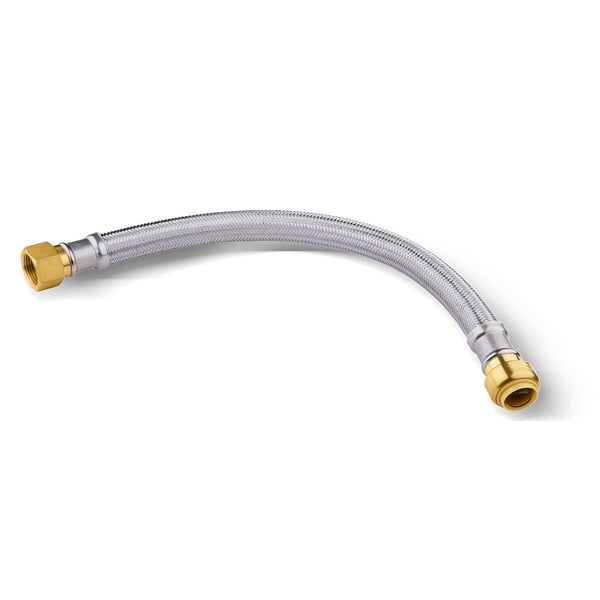 1/2" Push fit x 3/4" FIP, 15" Flexible Water Heater Connector Hose