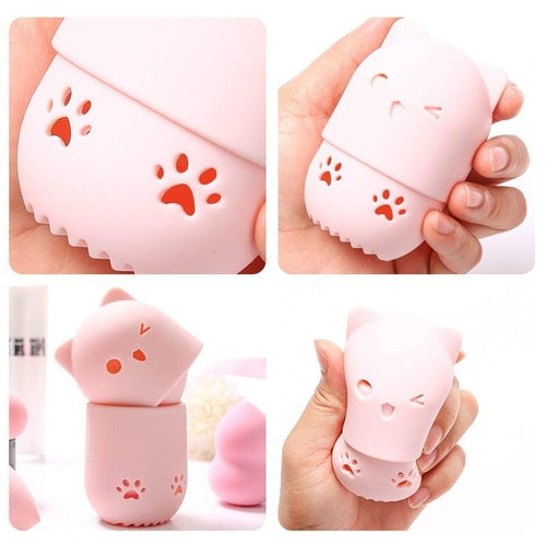 1PC Luxury Powder Puff Holder Sponge Makeup Drying Case Portable Soft Silicone Cosmetic Sponge Box Holder Elegant Soft Design