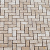 Medium Beige Travertine Tumbled Herringbone Mosaic Floor and Wall Tile - Livfloors Collection