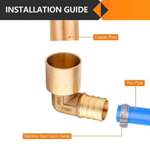 PEX-B Crimp 3/4" PEX x 3/4" Female Copper Sweat Elbow (Lead Free) Plumbingsell