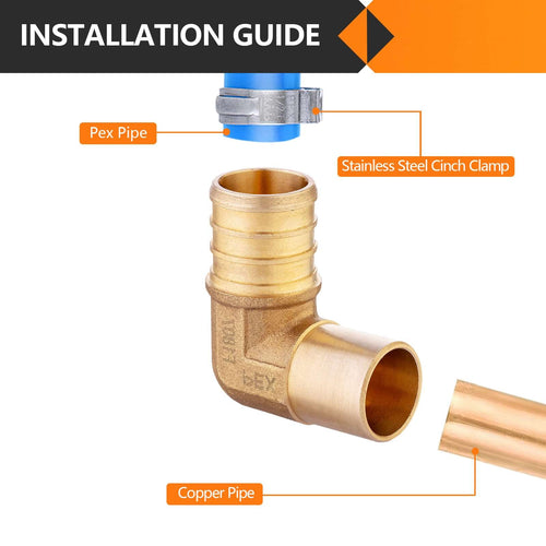 PEX-B Crimp 1/2" PEX x 1/2" Male Copper Sweat Elbow (Lead Free) Plumbingsell