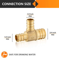 PEX-B Crimp 3/4" PEX x 1/2" PEX x 1/2" PEX Reducing Tee (Lead Free) Plumbingsell