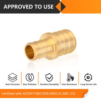 30 Pcs PEX-B Crimp 3/8" PEX X 1/2" PEX Coupling (Lead Free)