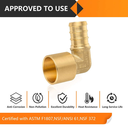 30 Pcs PEX-B Crimp 3/4" PEX x 1/2" Female Copper Sweat Elbow (Lead Free)