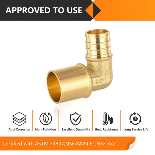 30 Pcs PEX-B Crimp 1/2" PEX x 3/4" Male Copper Sweat Elbow (Lead Free)